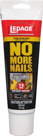 LePage No More Nails 2047902 All Purpose Adhesive, White, 177 mL Tube
